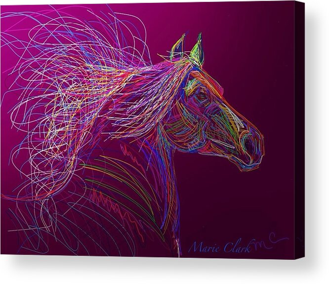 Horse Acrylic Print featuring the painting Horse Of Fire by Marie Clark