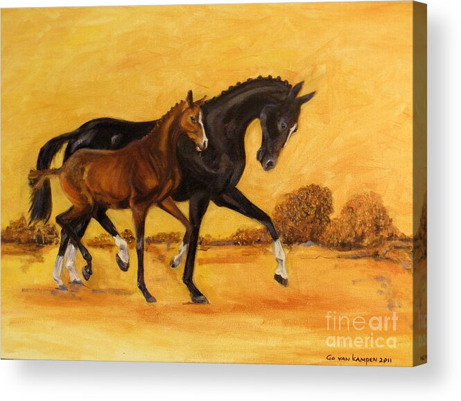 Horse Acrylic Print featuring the painting Horse - together 2 by Go Van Kampen