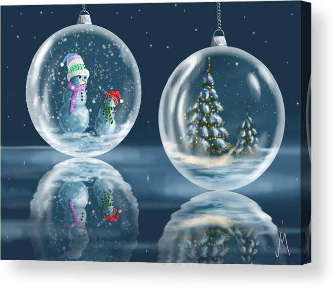 Christmas Acrylic Print featuring the painting Ice balls by Veronica Minozzi