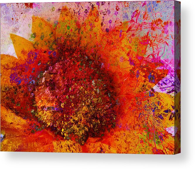 Flower Acrylic Print featuring the mixed media Impressionistic Colorful Flower by Ann Powell