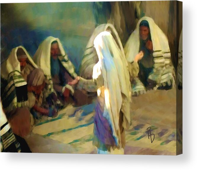 Jesus;temple;preach;presentation;jews;testament;teach;rabbi;child Acrylic Print featuring the digital art In My Fathers House by Ric Darrell