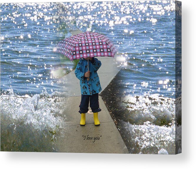 #little Boy's Room Acrylic Print featuring the photograph In the Rain I love you by Kim Prowse