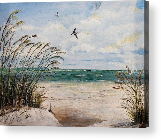 Beach Acrylic Print featuring the painting Indian Rocks Beach by Arlen Avernian - Thorensen