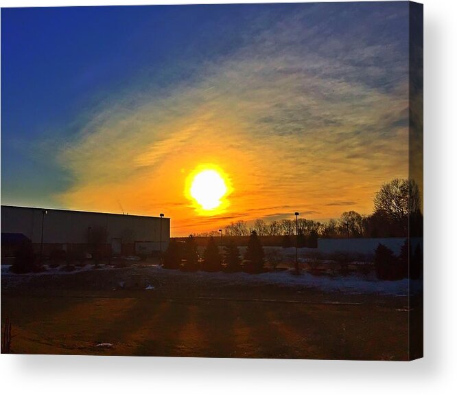 Sun Acrylic Print featuring the photograph Industrial Sunrise by Chris Montcalmo