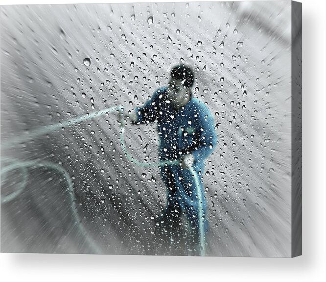 Window Washer Acrylic Print featuring the photograph Inspection Day by Micki Findlay