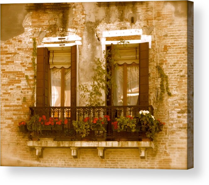 Italian Village Acrylic Print featuring the photograph Italian Windowbox 3 by Teresa Tilley
