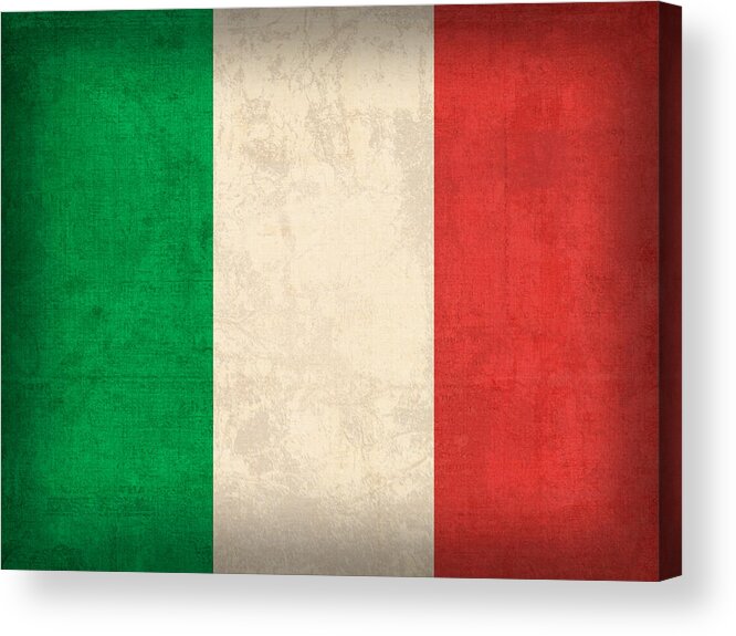 Italy Flag Vintage Distressed Finish Rome Italian Europe Venice Acrylic Print featuring the mixed media Italy Flag Vintage Distressed Finish by Design Turnpike