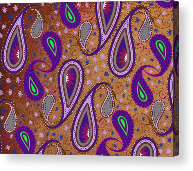 Flowers Acrylic Print featuring the digital art It's Raining Paisley Series 1 by Teri Schuster