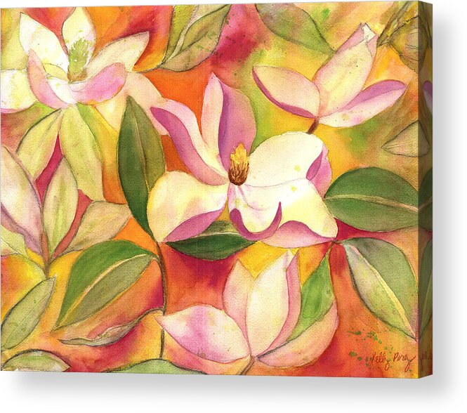 Japanese Magnolia Acrylic Print featuring the painting Japanese Magnolia by Kelly Perez
