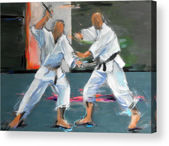 Karate Acrylic Print featuring the painting Jerry en Gertjan by Lucia Hoogervorst