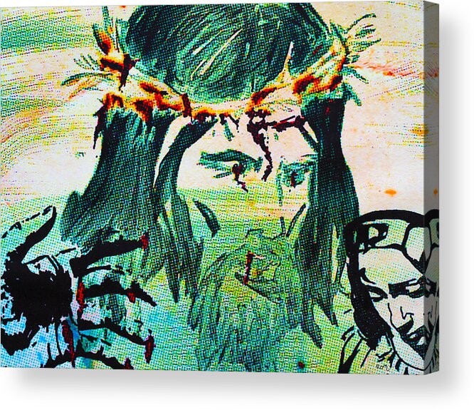 Jesus Acrylic Print featuring the painting Jesus and the crown of thorns by Robert Margetts
