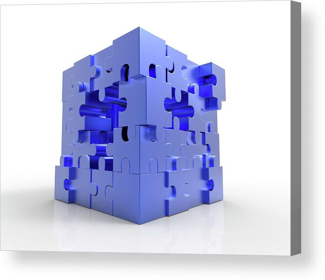 Artwork Acrylic Print featuring the photograph Jigsaw Puzzle Cube by Alfred Pasieka/science Photo Library
