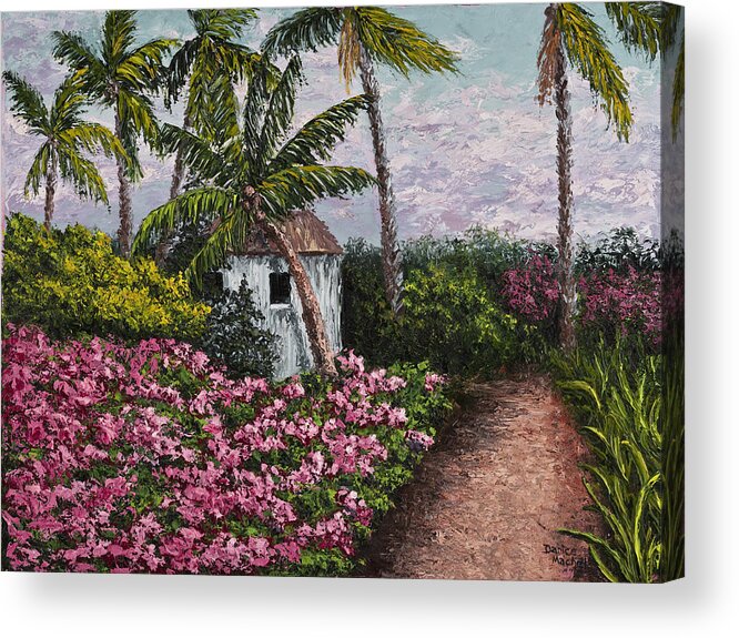 Landscape Acrylic Print featuring the painting Kauai Flower Garden by Darice Machel McGuire