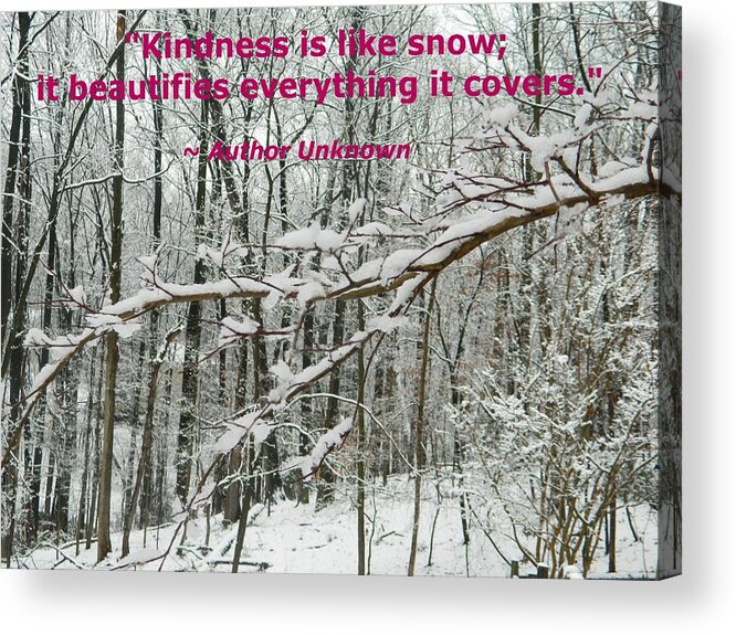 Snow Photographs Acrylic Print featuring the photograph Kindness Is Like Snow by Emmy Vickers