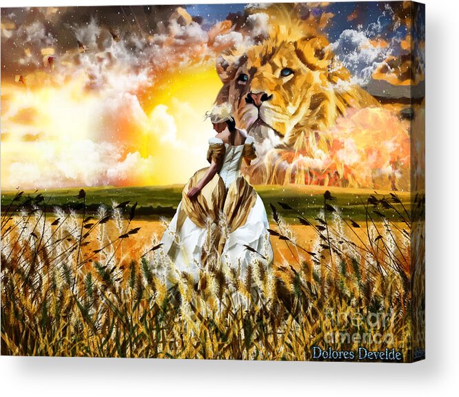 Kingdom Of Heaven Lion Of Judah Acrylic Print featuring the digital art Kingdom Gold by Dolores Develde