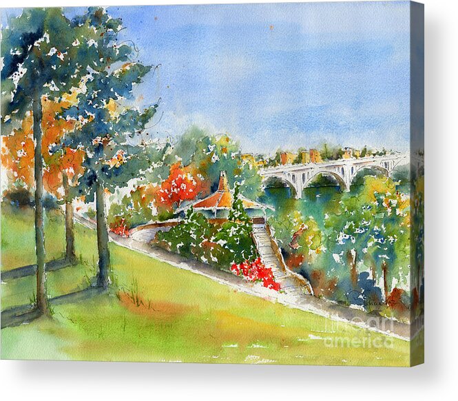 Impressionism Acrylic Print featuring the painting Kiwanis Park Lookout by Pat Katz