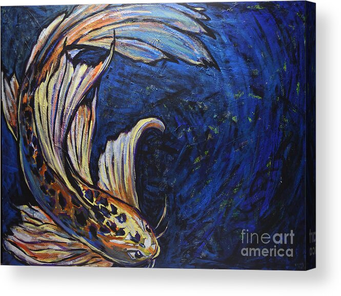 Koi Acrylic Print featuring the painting Koi Swirl by Rebecca Weeks