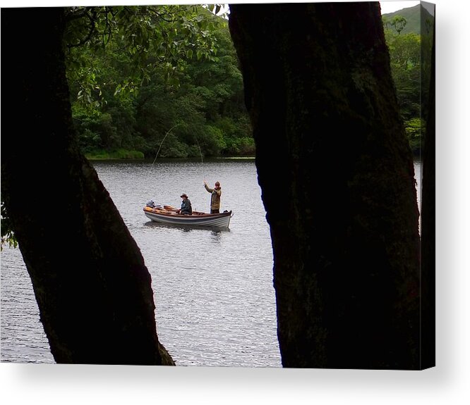 Fishing Acrylic Print featuring the photograph Kylemore Abbey Fishing by Keith Stokes