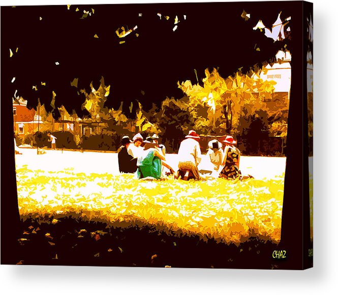 Uk Acrylic Print featuring the painting Ladies on the lawn by CHAZ Daugherty