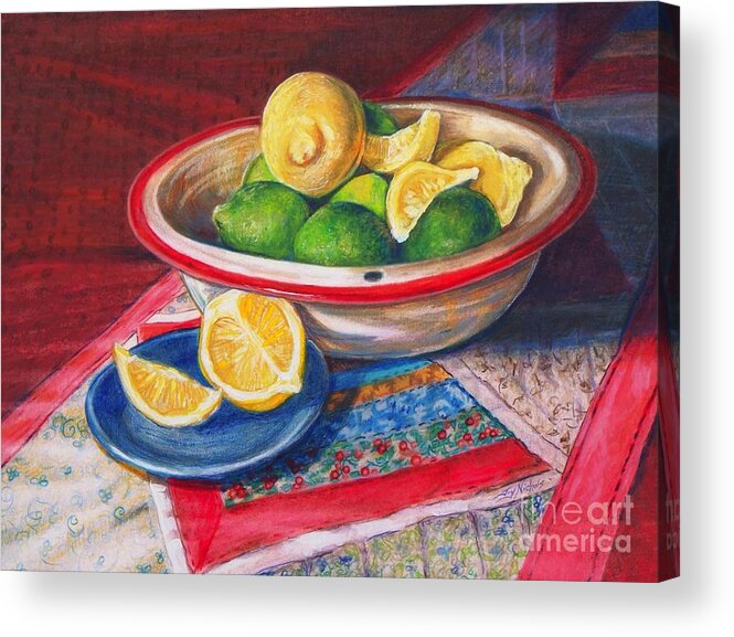 Drawing Acrylic Print featuring the drawing Lemons and Limes by Joy Nichols