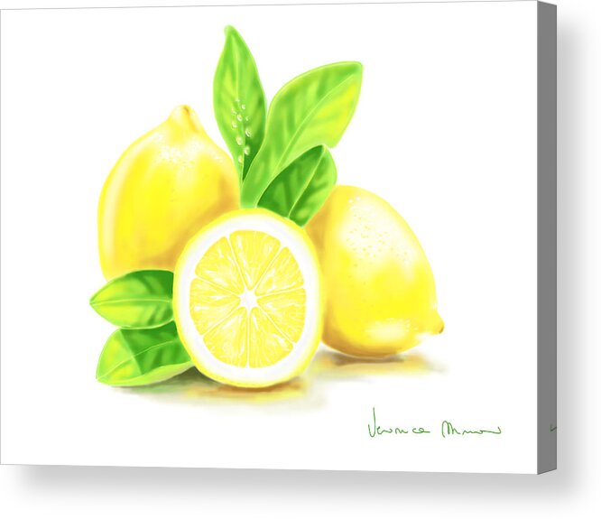 Lemons Acrylic Print featuring the painting Lemons by Veronica Minozzi