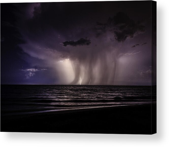 Florida Acrylic Print featuring the photograph Lightning and Rain by Christopher Perez