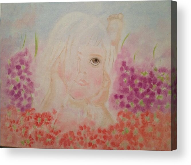 Dreamer Acrylic Print featuring the painting Little Dreamer by Brindha Naveen