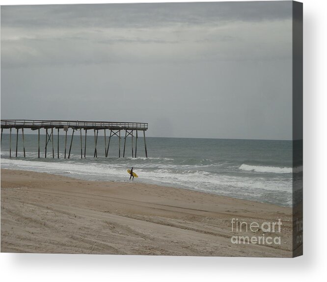 Seascape Acrylic Print featuring the photograph Lone Surfer by Bill TALICH