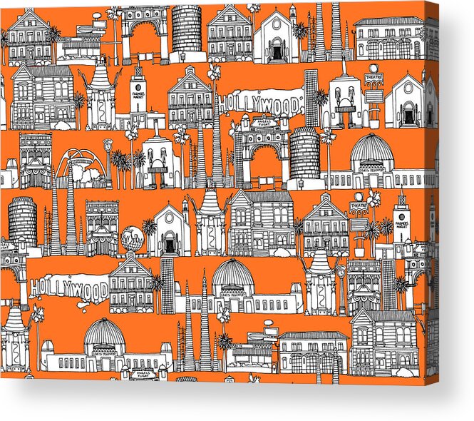 Architecture Acrylic Print featuring the drawing Los Angeles orange by MGL Meiklejohn Graphics Licensing