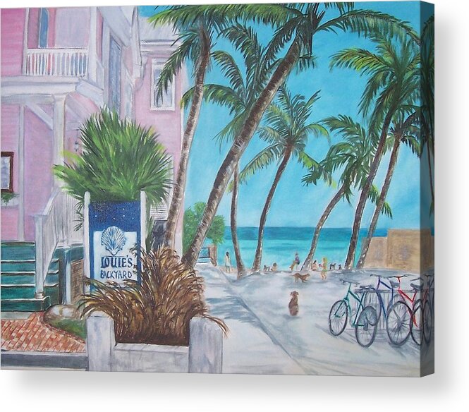 Louie's Backyard Acrylic Print featuring the painting Louie's Backyard by Linda Cabrera