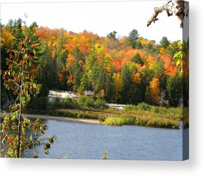 Waterfalls Acrylic Print featuring the photograph Lower Tahquamenon Falls in October No 2 by Keith Stokes