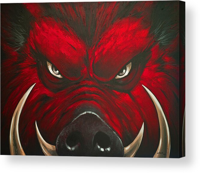 Hog Acrylic Print featuring the painting Mad Hog by Glenn Pollard