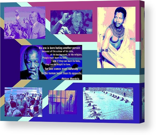 Digital Art Acrylic Print featuring the digital art Madiba Mandela by Karen Buford