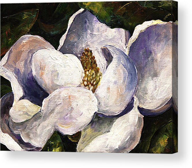Magnolia Acrylic Print featuring the painting Magnolia by Sally Quillin