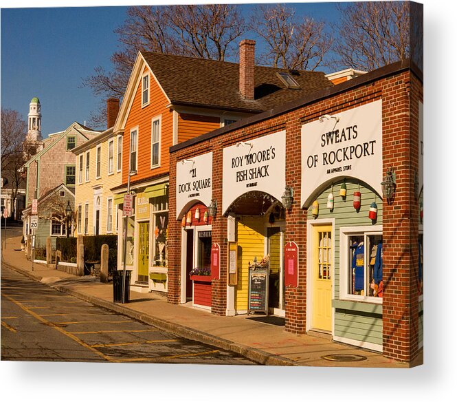 New England Acrylic Print featuring the photograph Main Street in Rockport MA by Nancy De Flon