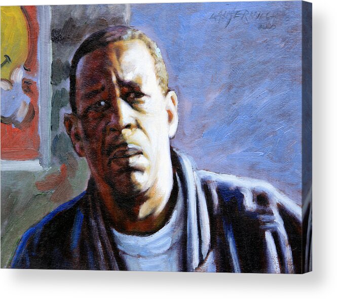 African American Acrylic Print featuring the painting Man in Morning Sunlight by John Lautermilch