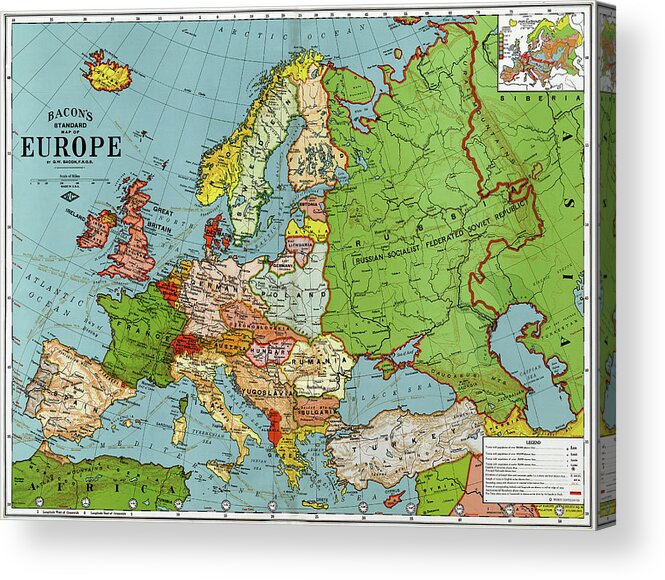 Map Europe 1920 Acrylic Print By Granger