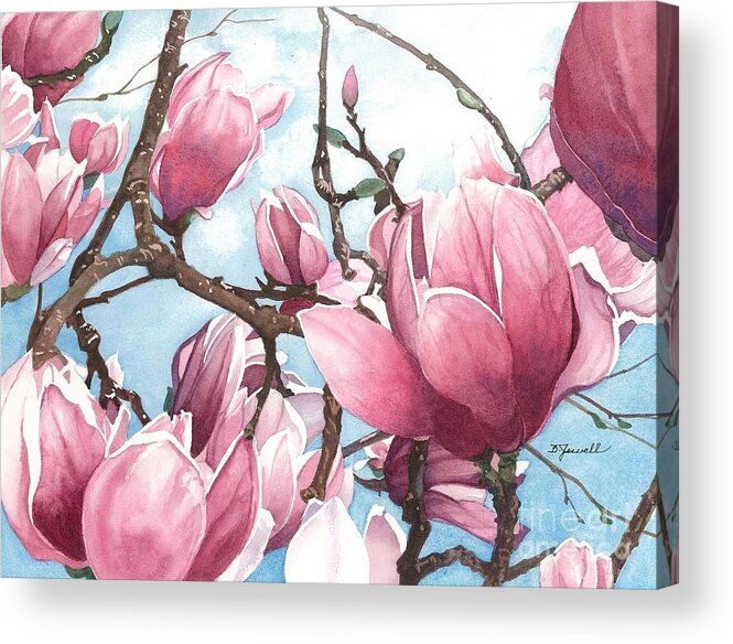 Watercolor Trees Acrylic Print featuring the painting March Magnolia by Barbara Jewell