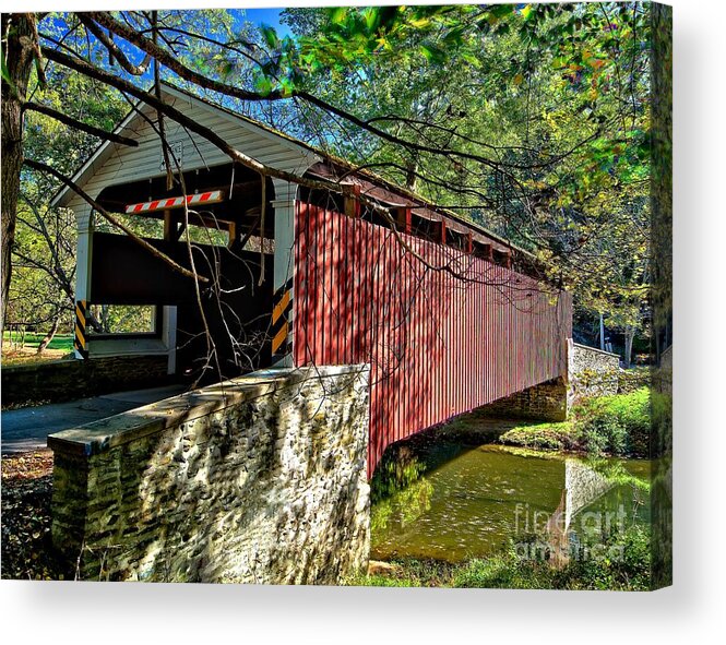American Acrylic Print featuring the photograph Mercers Mill Covered Bridge by Nick Zelinsky Jr