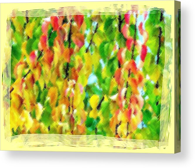 Micro Linear Acrylic Print featuring the digital art Micro Linear Apricot Leaves by Will Borden