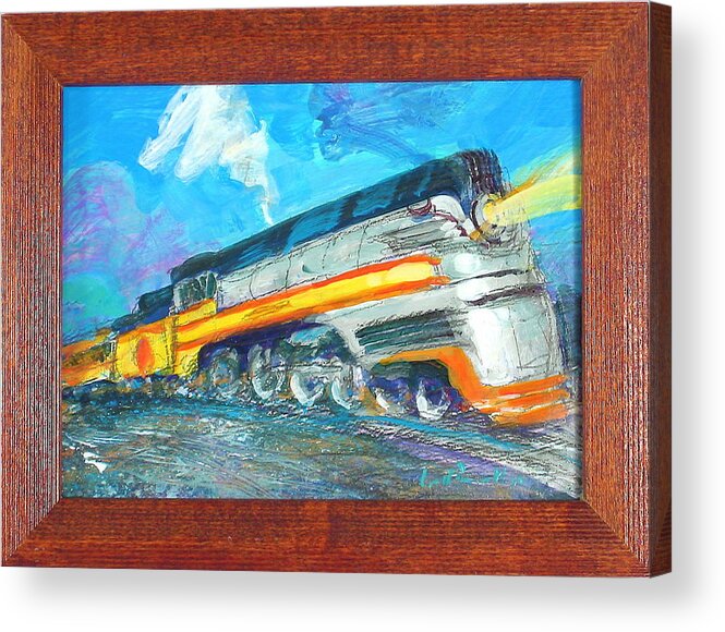 Milwaukee Road Acrylic Print featuring the painting Milwaukee Road Streamliner by Les Leffingwell