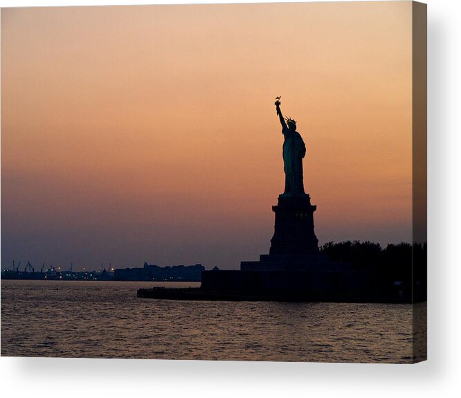 Liberty Acrylic Print featuring the photograph Miss Liberty Stands Guard by Cornelis Verwaal