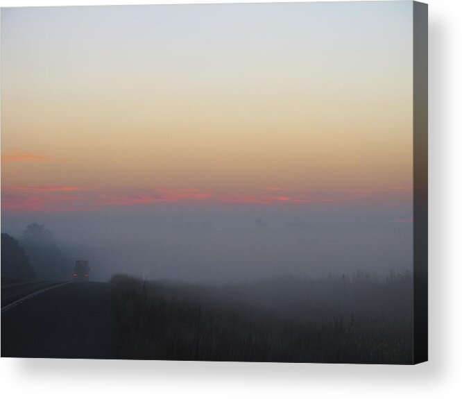 Fog Acrylic Print featuring the photograph Misty Morning Road by Wendy J St Christopher