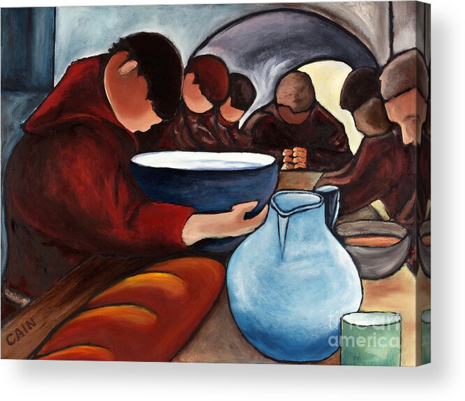 Monks Acrylic Print featuring the painting Monks at Prayer by William Cain