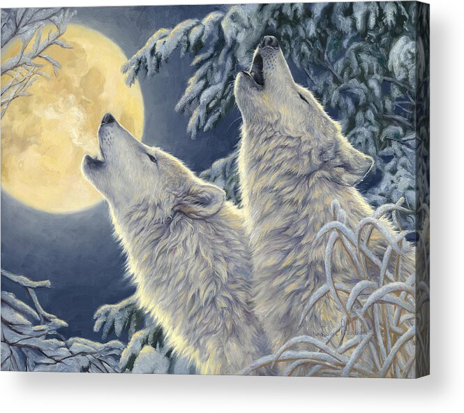 Wolf Acrylic Print featuring the painting Moonlight by Lucie Bilodeau