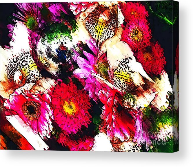 Flower Art Acrylic Print featuring the mixed media More Flowers 2 by Joseph J Stevens
