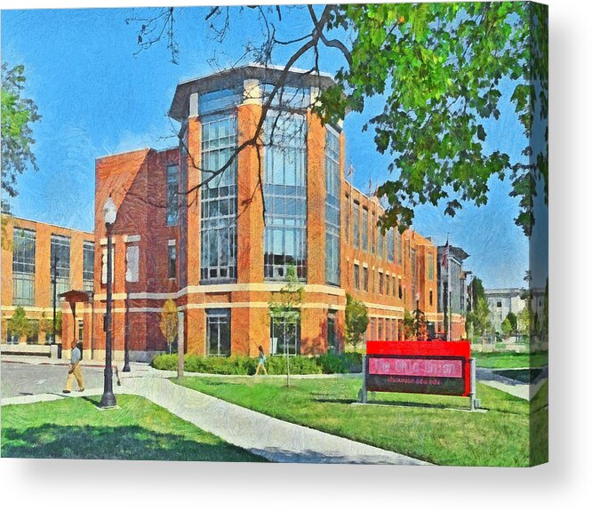Ohio State University Acrylic Print featuring the digital art Student Union. The Ohio State University by Digital Photographic Arts