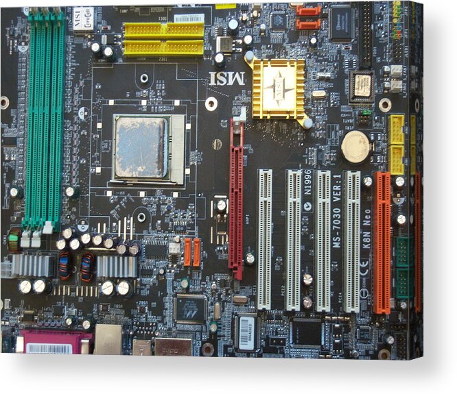 Computer Acrylic Print featuring the photograph MotherBoard cityscape by Conor Murphy