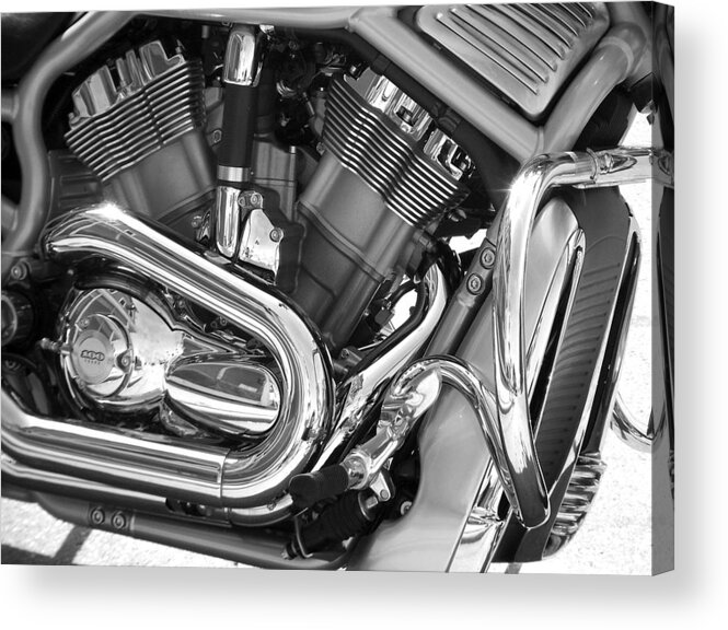 Motorcycles Acrylic Print featuring the photograph Motorcycle Close-up BW 1 by Anita Burgermeister