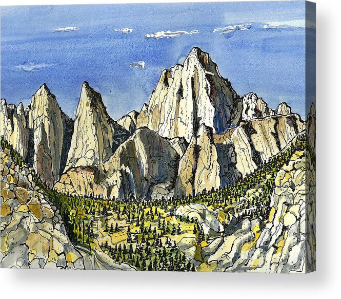 Mountains Acrylic Print featuring the painting Mt. Whitney by Terry Banderas